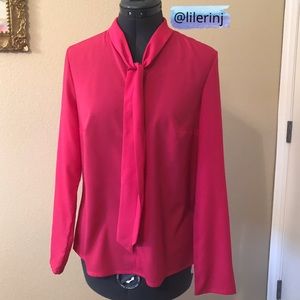 NIFE Fuchsia Tie-Neck Blouse